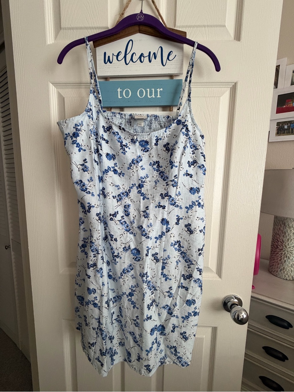 A New Day Blue Floral Smocked Midi Dress Size 12 NWOT